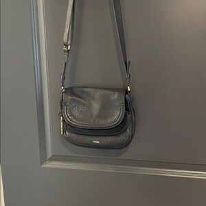 Fossil Black Pebbled Leather Crossbody Bag